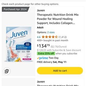 Juven Fruit Punch 4 unopened boxes -  32 packs exp date 6/25